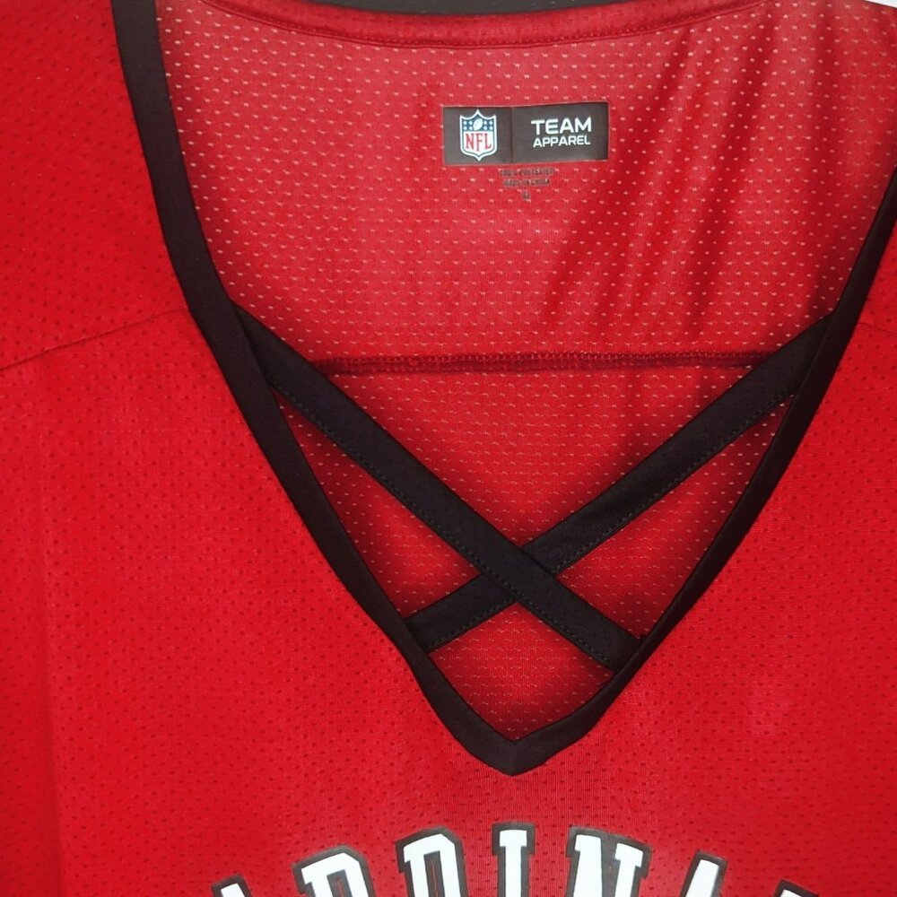 NFL Team Apparel Arizona Cardinals Womens XL Contrast Insert V-Neck Mesh T-Shirt - Picture 3 of 5